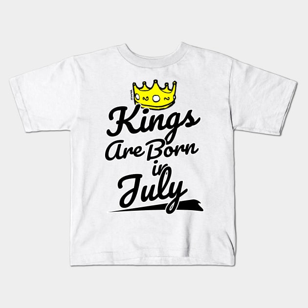 Kings are Born In July Kids T-Shirt by sketchnkustom